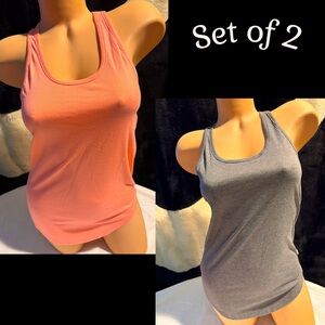PINK Victoria's Secret Set of 2 Loose Fit Ribbed Cotton Tank Tops NEW